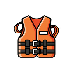 Orange life vest with buckles, safety equipment, boating, water sports.