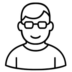 Obraz premium Smiling user icon with glasses isolated in minimal line art 