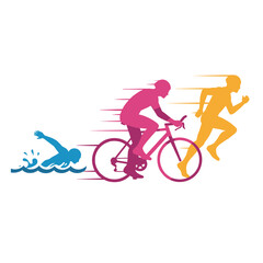 Obraz premium vector editable triathlon poses for any graphic background