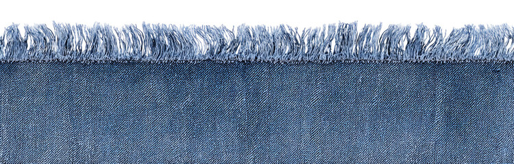 Frayed denim fabric edge