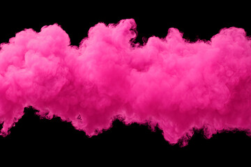 Fototapeta premium Vibrant Pink Smoke Cloud on Black Background – Abstract Colorful Texture for Design and Effects