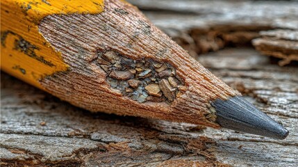 Sharpened Pencil Tip on Wood Surface