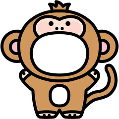 Naklejka premium 유치원 어린이집 동물 환경구성 동물 원숭이 얼굴 합성도안 일러스트