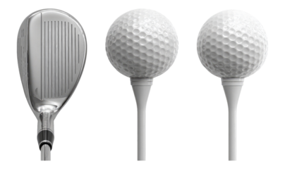 High-Resolution Golf Club and Balls Isolated on Transparent Background for Sports Use