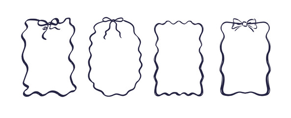 Whimiscal frames for greeting cards, wedding and birthday party, picnic invitations. Hand drawn ornament borders for social media decoration template.