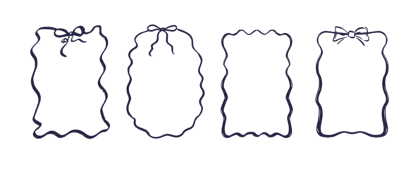 Whimiscal frames for greeting cards, wedding and birthday party, picnic invitations. Hand drawn ornament borders for social media decoration template.