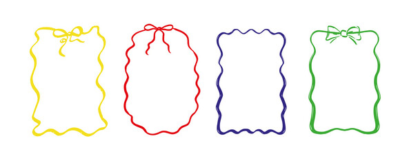 Whimiscal frames for greeting cards, wedding and birthday party, picnic invitations. Hand drawn ornament borders for social media decoration template.