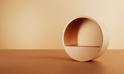 Geometric abstract design with round shapes in soft beige tones
