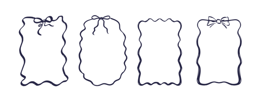 Whimiscal frames for greeting cards, wedding and birthday party, picnic invitations. Hand drawn ornament borders for social media decoration template.