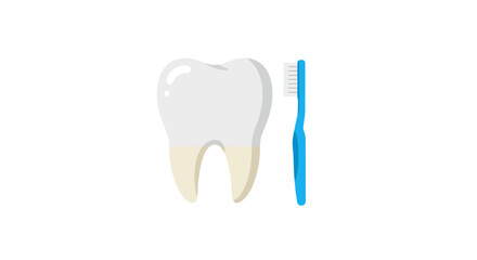 Dental care concept with a healthy tooth and a toothbrush. Vector illustration for oral hygiene, dentistry, and promoting regular teeth brushing.