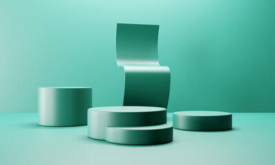 Green abstract podium