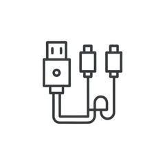 USB and Audio Jack Icon on White Background Minimalist Thin Line Style