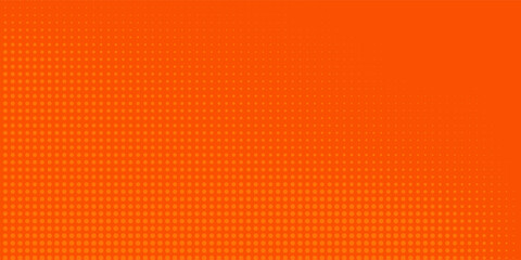 Orange halftone dots, abstract pattern with dark and bright gradient background. digital technology style  modern