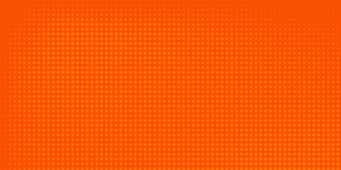 Orange halftone dots, abstract pattern with dark and bright gradient background. digital technology style  modern