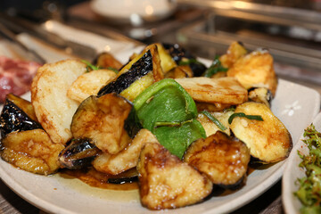 Stir-fried Potatoes, Eggplant, and Peppers. Chinese food