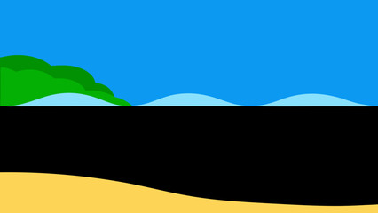 Obraz premium Experience a Tropical Beach with Contrasting Black Volcanic Sand