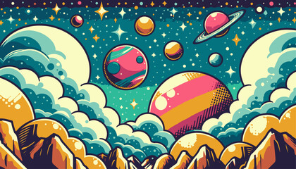 abstract space pop art color background