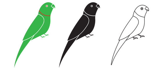 Parrot vector  icon design. Silhouette of parrot, macaw logo vector art illustration.Out line  Bird vector design for app, logo, web.