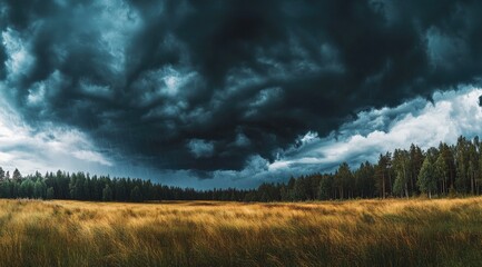 Dramatic storm clouds over a golden field (1)