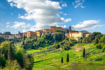 Fototapeta premium Lari old village skyline and the surrounding countryside. Casciana Terme Lari, Tuscany, Italy