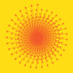 Explosive Starburst Floral Pattern, yellow background