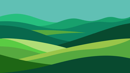 Obraz premium Serene rolling hills displaying visible layers of different green shades