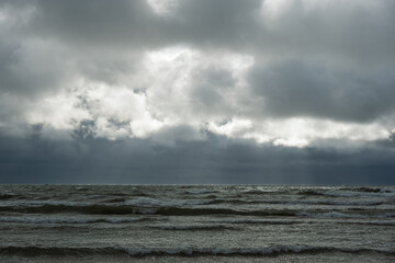 Stormy afternoon by Baltic sea, Liepaja, Latvia.