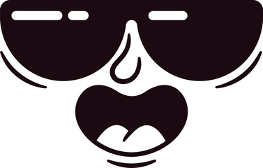 Funky cool caricature facial emotion