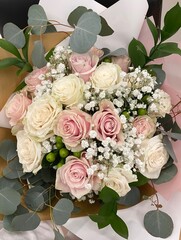 Elegant White and Pink Flower Bouquet