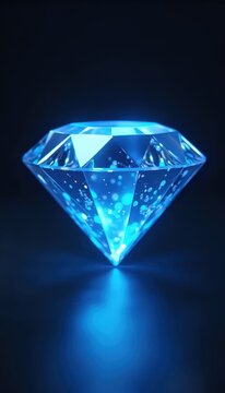 A glowing blue diamond on a black background.