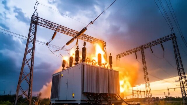 Power Transformer Failure: Dramatic Electrical Fire