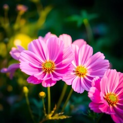 Fototapeta premium Delicate Pink Cosmos Flowers in Sunlight