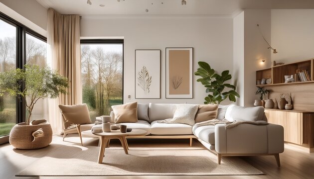 neutral tones create a calming living room ambiance with modern decor