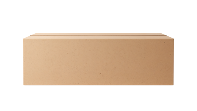 Isolated kraft cardboard box with sealed tape on a transparent background creates logistical