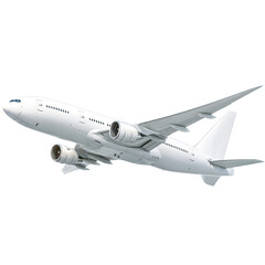Fototapeta premium Modern white passenger jet airplane in flight with engines and wings visible isolated on transparent background
