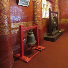 Golden Buddhist art in an ancient temple in Luang Prabang, northern Laos