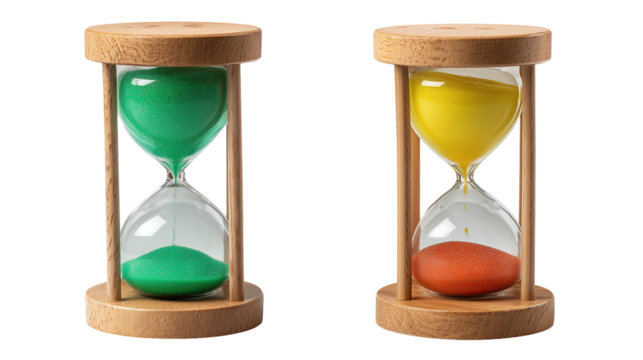 Two hourglasses with colored sand - Powered by Adobe