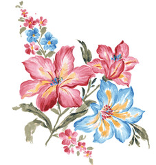 Decorative vintage flower bunch. Vector set of blooming flowers  design. Adornment for wedding invitations and greeting cards. Antique flower for page decoration