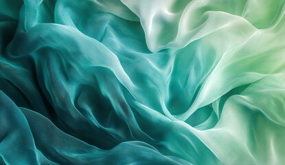 Obraz premium Abstract background with blue and green wavy shapes. Beautiful abstract 3D rendering of waves, blurred fabrics, and cloth texture. Soft, smooth, and wavy. Abstract background with blue