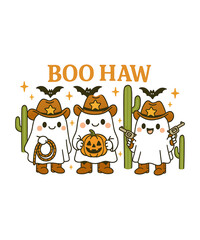 Fototapeta premium Cute Cowboy Ghost Halloween