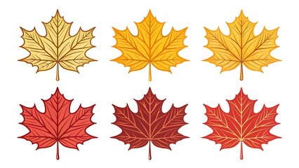 Fototapeta premium collection of autumn maple leaf on white background. set of colored maple leaf icons