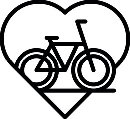 Bike Love A Symbolic Representation of Passion for Cycling with Black Line Art