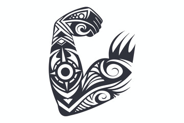 Tribal Arm Tattoo Design with Intricate Pattern on White Background