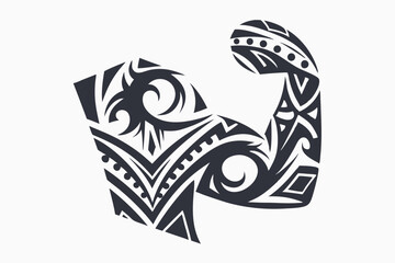 Tribal Maori Pattern with Abstract Swirls on White Background