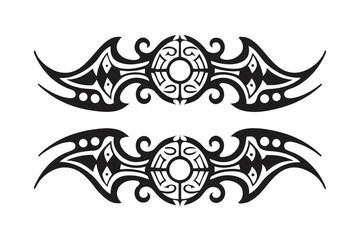 Polynesian Style Tribal Tattoo with Circular Motifs on White