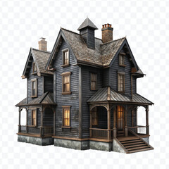 halloween ghost house in different style isolated on transparent background 