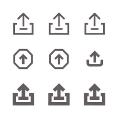 Multiple Upload Icon Variations in Grey with Arrow Symbols on White
