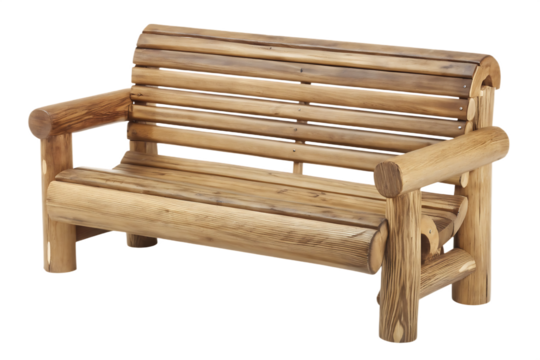 Rustic log bench isolated on a transparent background