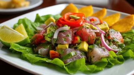 Vibrant Ceviche Delight: Fresh Seafood and Tropical Flavors