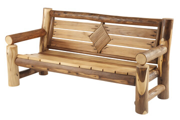 Rustic log bench isolated on a transparent background